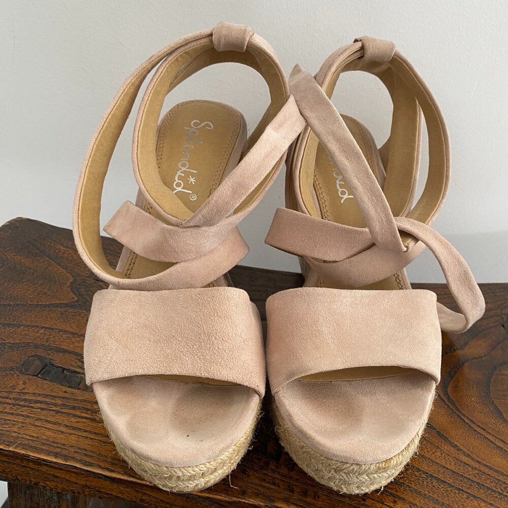 Splendid Pink Suede Wedge Espadrilles Sz 6.5
